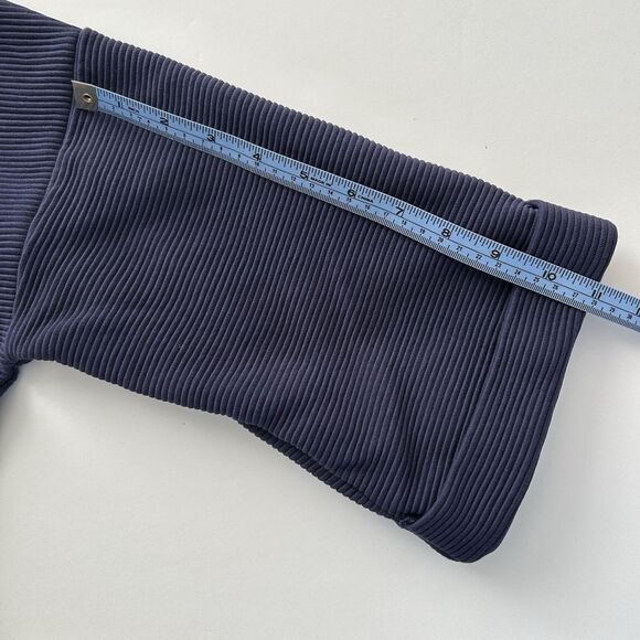 Varley Jenny Ribbed Cut Out Boxy Sweatshirt Oversized Top Sz Small Navy Blue - Picture 9 of 11